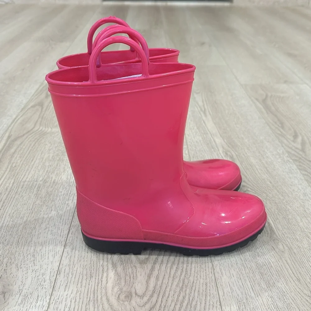 Pink rain boots